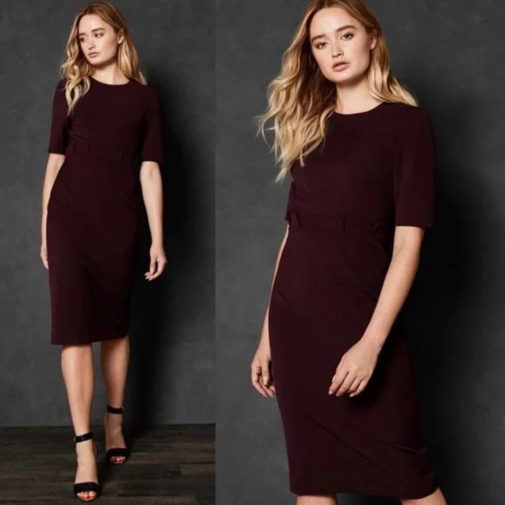 Ted Baker Maggidd Ruffle Waist Pencil Dress in Deep Purple